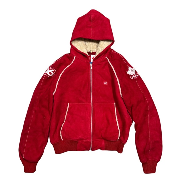 HBC Hudsons Bay 2006 Olympics Team Canada Shearling Sherpa Suede Jacket Mens XL - Picture 1 of 13